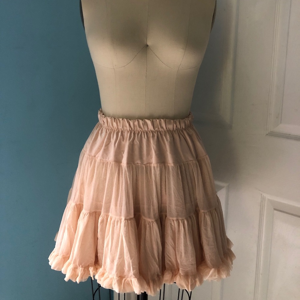 Blush-Pink Soft Ruffled Mini Skirt